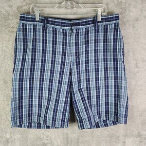 Mens The North Face Shorts Blue White Plaid Outdoor Hiking Camp Casual Size 36